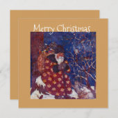 雪の上に座っているサンタ シーズンカード (正面/裏面)