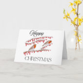 雪の上に座っているロビンズクリスマスカード カード (黄色い花)