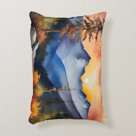 雪の上に日の出の水の色は山を覆った アクセントクッション (正面(垂直))