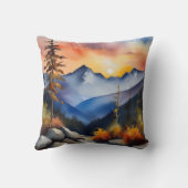 雪の上に日の出の水の色は山を覆った クッション (裏面)