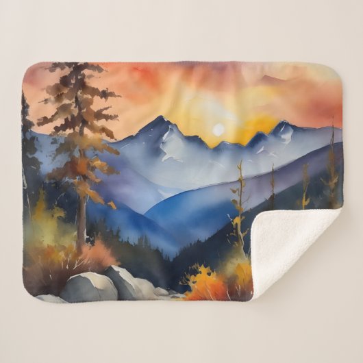 雪の上に日の出の水の色は山を覆った シェルパブランケット (正面(横))