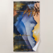 雪の上に日の出の水の色は山を覆った ビーチタオル (正面)