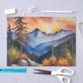 雪の上に日の出の水の色は山を覆った 薄葉紙 (クラフト)