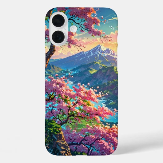雪の上に日没の山と開花 Case-Mate iPhoneケース (裏面)