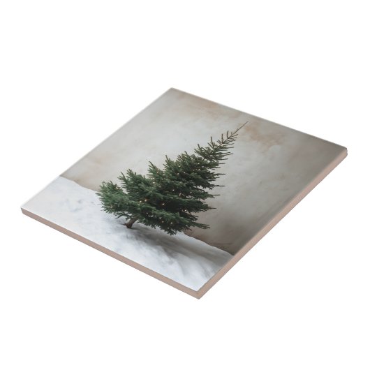 雪の上に柔らかい光を持つミニマルなクリスマスツリー タイル (側面)