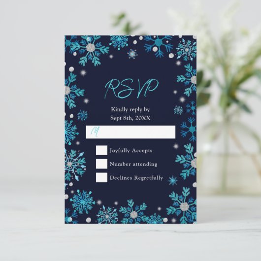 雪の上に雪が積もった青と銀 出欠カード (スタンド正面)