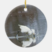 「雪の上のエグレット狩り」 セラミックオーナメント (裏面)