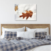 雪の上のオークの葉 キャンバスプリント (インサイチュ (寝室))