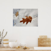 雪の上のオークの葉 ポスター (キッチン)