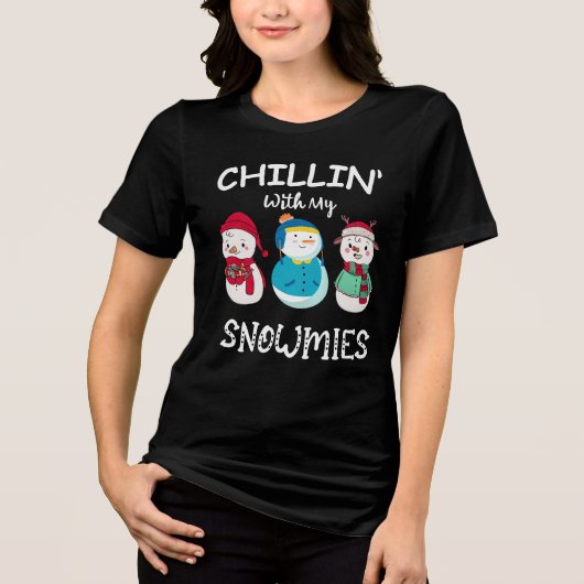 雪の上のクリスマスで冷たい トライブレンドＴシャツ (正面)