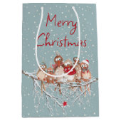 雪の上のクリスマスバード ミディアムペーパーバッグ (正面)