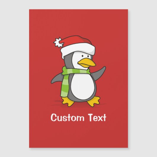 雪の上のクリスマスペンギン歩く (正面)