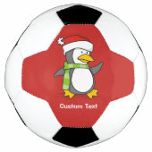 雪の上のクリスマスペンギン歩く サッカーボール (正面)