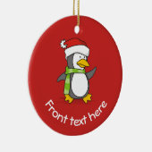 雪の上のクリスマスペンギン歩く セラミックオーナメント (右)