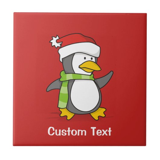 雪の上のクリスマスペンギン歩く タイル (正面)