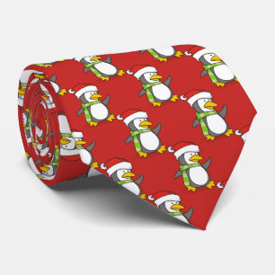 雪の上のクリスマスペンギン歩く ネクタイ