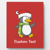 雪の上のクリスマスペンギン歩く フォトプラーク (正面)