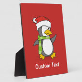 雪の上のクリスマスペンギン歩く フォトプラーク (側面)