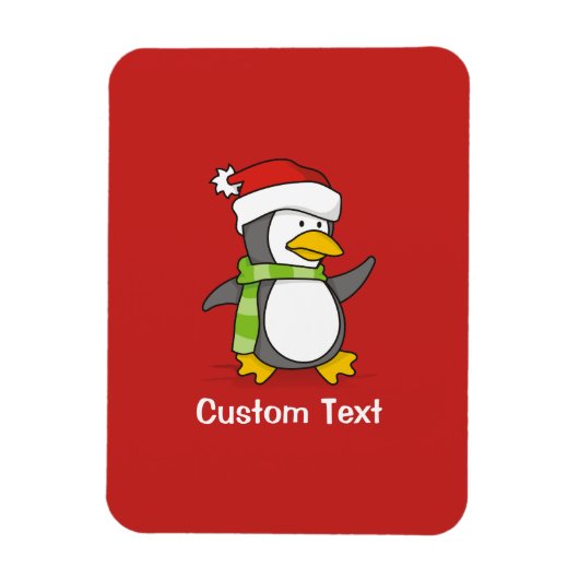 雪の上のクリスマスペンギン歩く マグネット (縦)
