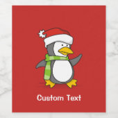 雪の上のクリスマスペンギン歩く ワインラベル (シングルラベル)