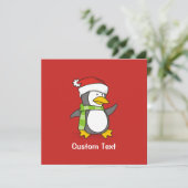 雪の上のクリスマスペンギン歩く 招待状 (スタンド正面)
