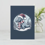 雪の上のクリスマス恐竜Tレックス シーズンカード (スタンド正面)