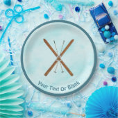 雪の上のクロスカイとポール ペーパープレート (パーティー)