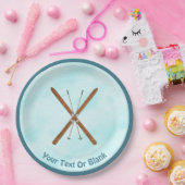 雪の上のクロスカイとポール ペーパープレート (パーティー)