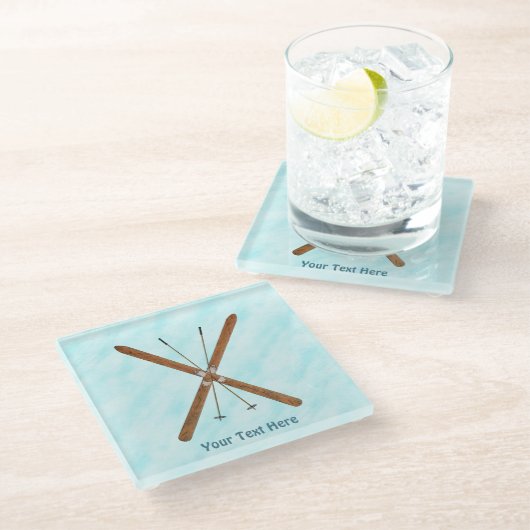 雪の上のクロスカントリー ガラスコースター (アングル)