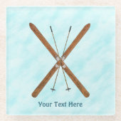 雪の上のクロスカントリー ガラスコースター (正面)