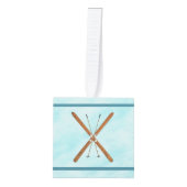 雪の上のクロスカントリー キューブオーナメント (正面)