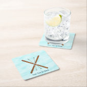 雪の上のクロスカントリー スクエアペーパーコースター (インサイチュ)