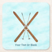 雪の上のクロスカントリー スクエアペーパーコースター (正面)