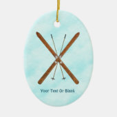 雪の上のクロスカントリー セラミックオーナメント (正面)