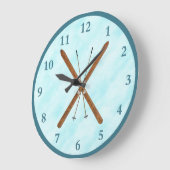 雪の上のクロスカントリー ラージ壁時計 (傾斜)