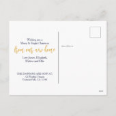 雪の上のサンタの足跡クリスマスの移動 シーズンポストカード (裏面)