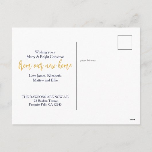 雪の上のサンタの足跡クリスマスの移動 シーズンポストカード (裏面)