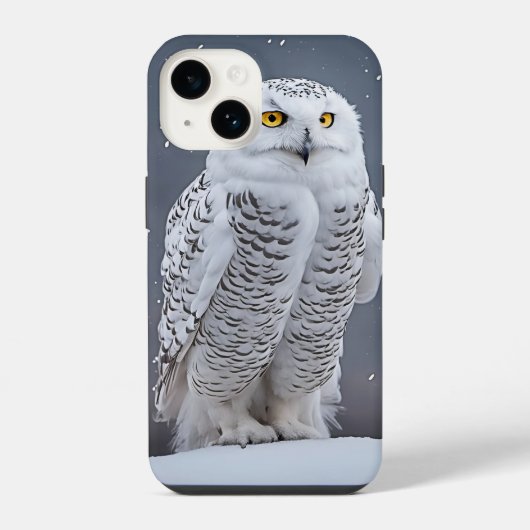 雪の上のシロフクロウ iPhoneケース (裏面)