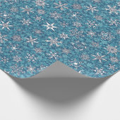 雪の上のティール(緑がかった色)アクアブルースノーストーム背景 ラッピングペーパー (角)