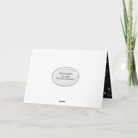 雪の上のブラックでメリークリスマス雪だるま シーズンカード (裏面)