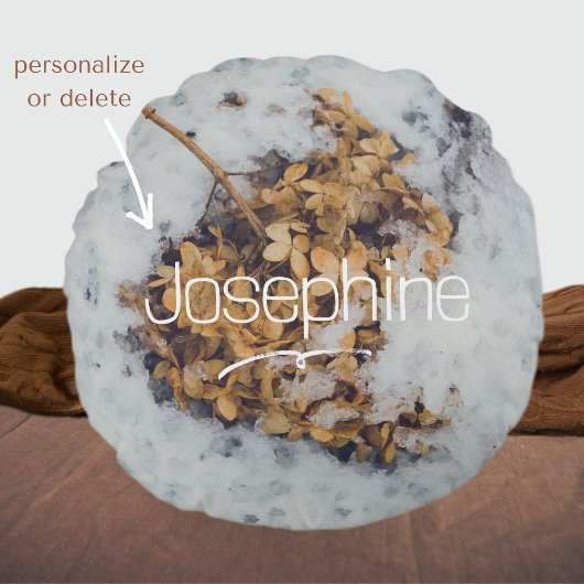 雪の上のホルテンシアの花 ラウンドクッション