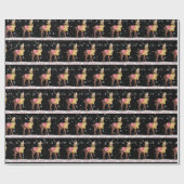 雪の上のメリークリスマスの鹿 ラッピングペーパー (フラット)