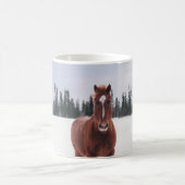 雪の上の二頭の馬 コーヒーマグカップ (中央)