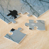 雪の上の冬のカラス ジグソーパズル (側面)