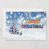雪の上の冬のクリスマスツリーと個人の写真 シーズンカード (正面)