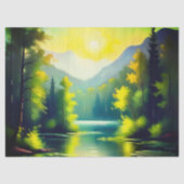 雪の上の日の出は山や湖を覆った 薄葉紙 (正面)