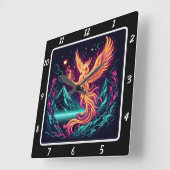 雪の上の火の鳥 スクエア壁時計 (傾斜)