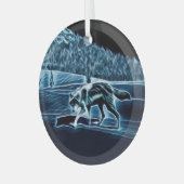 雪の上の狼 ガラスオーナメント (正面左)