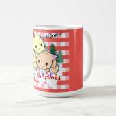 雪の上の猫のクリスマスパーソナライズされた、名前 コーヒーマグカップ (正面右)