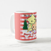 雪の上の猫のクリスマスパーソナライズされた、名前 コーヒーマグカップ (正面左)
